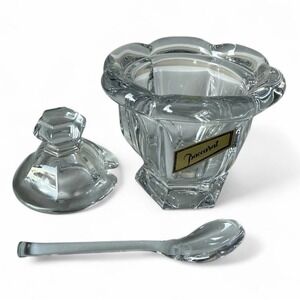 Baccarat French Crystal Mustard/ Jam Jar with Spoon Signed